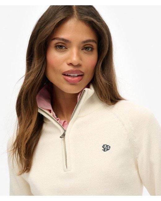 Superdry Natural & Co Essentials Slim Half Zip Knit