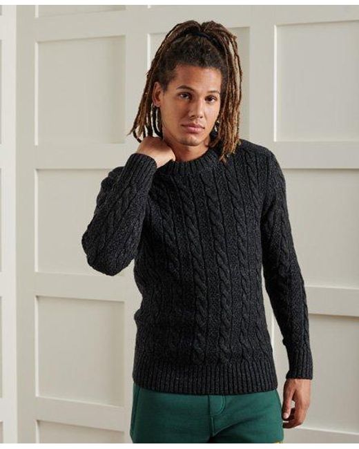 Superdry Black Jacob Crew Jumper Magma Twist for men