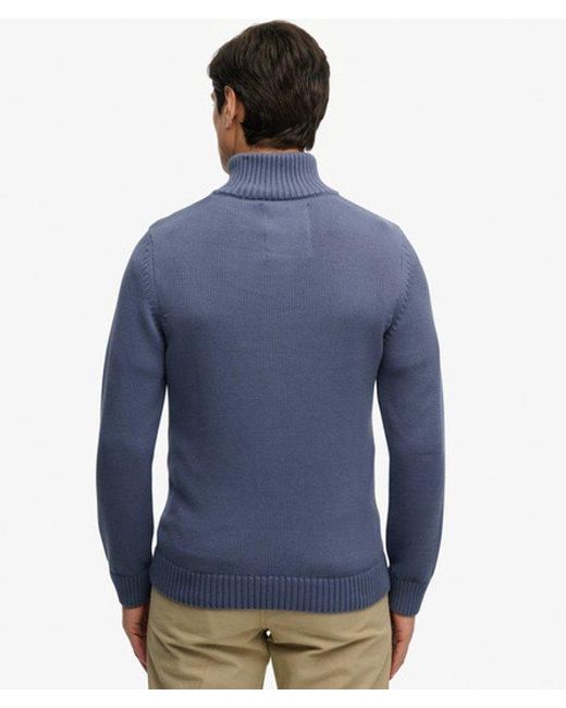 Superdry Blue & Co Cotton Half Zip Knit Jumper for men