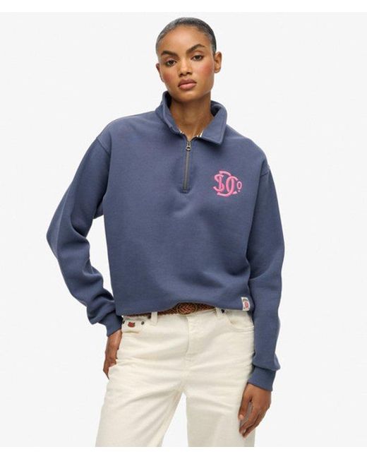 Superdry Blue & Co . Collared Half Zip Sweatshirt