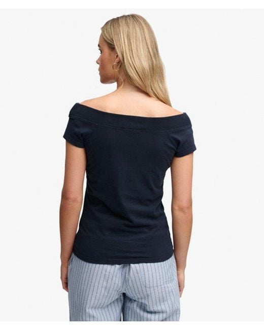 Superdry Blue & Co Athletic Essentials Off Shoulder Top