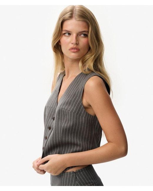 Superdry Gray & Co Pinstripe Waistcoat