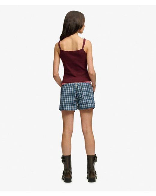 Superdry Red & Co Mini Check Cotton Shorts
