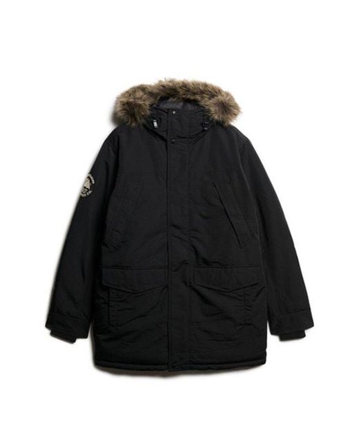 Superdry Black & Co Everest Faux Fur Parka Jacket for men