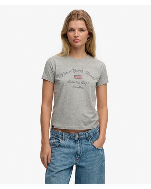 Superdry Gray & Co Athletic Essentials Fitted Graphic T-shirt