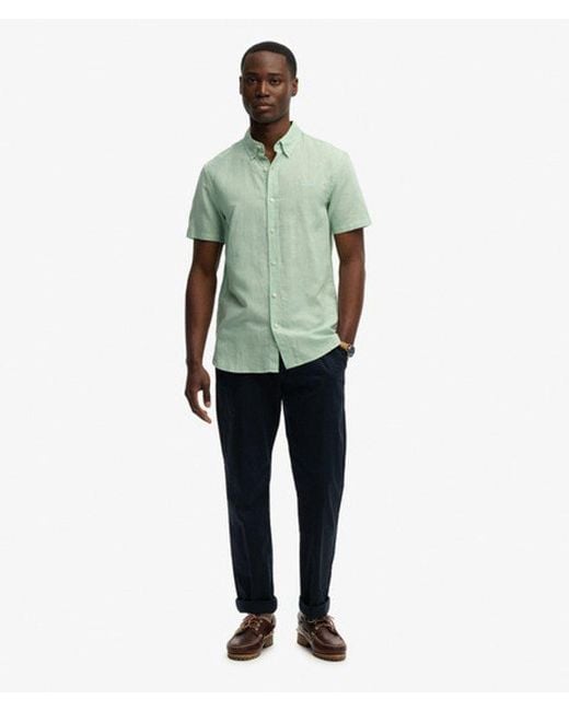 Superdry Green & Co Cotton Linen Short Sleeve Shirt for men