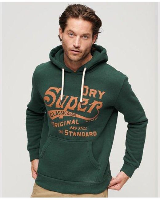 Superdry Green 34Th Street Script Hoodie for men