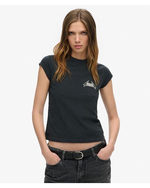 Superdry Green Metallica X Cap Sleeve Band T-shirt