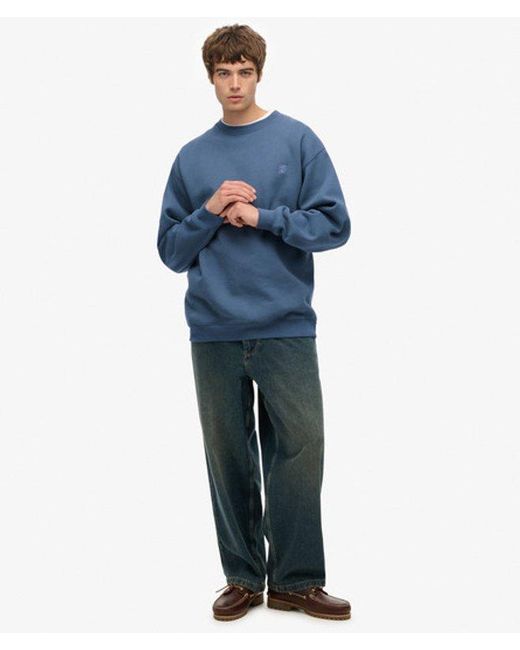 Superdry Blue Blank Oversized Crew Sweatshirt for men