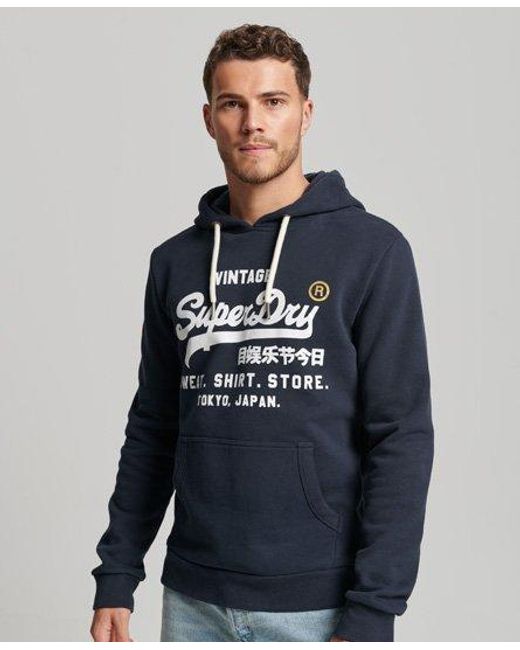 Superdry Blue Vintage Logo Store Classic Hoodie Midnight for men