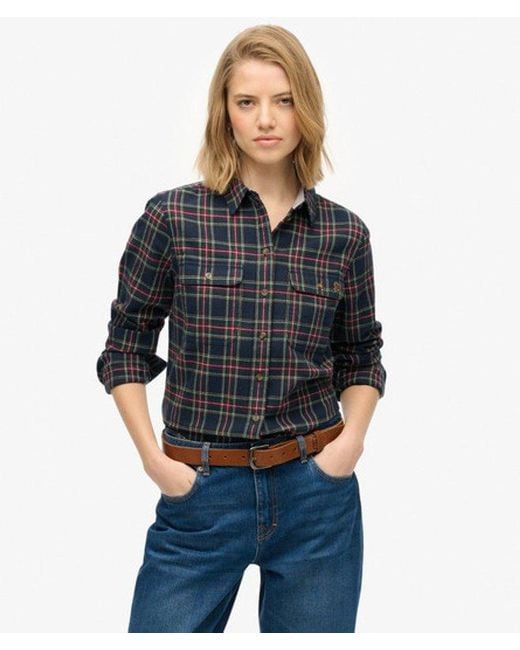 Superdry Women's Black Lumberjack Check Flannel Shirt