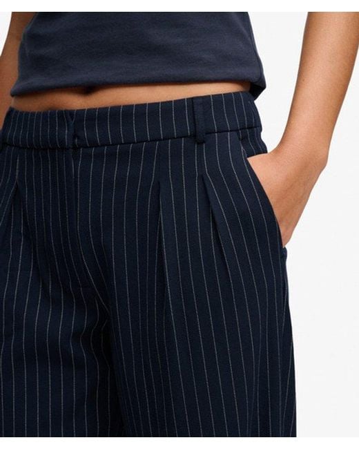 Superdry Blue & Co Mid Rise Pinstripe Trousers