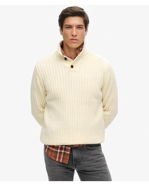 Superdry Natural Ribbed Half Button Jumper for men