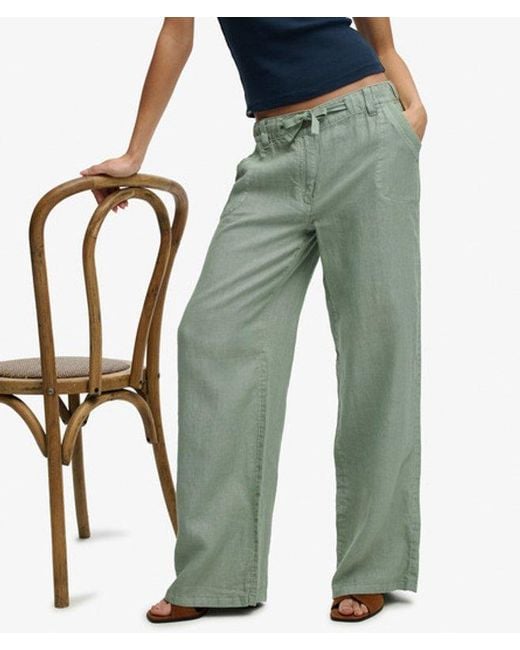Superdry Blue & Co Linen Low Rise Pants
