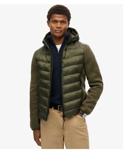 Superdry Gebreide Hybrid Storm Jas Met Capuchon in het Green voor heren