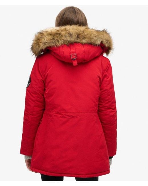 Superdry Red & Co Everest Faux Fur Hooded Parka Coat
