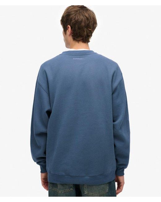 Superdry Blue Blank Oversized Crew Sweatshirt for men