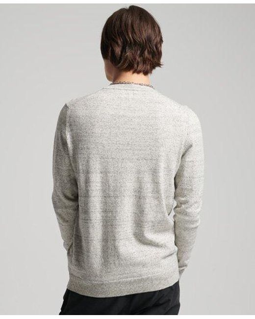 Superdry Gray Label Crew Jumper Shale Feeder for men