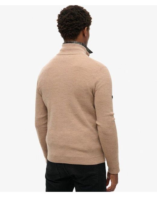 Superdry Natural & Co Merino Half Zip Jumper for men