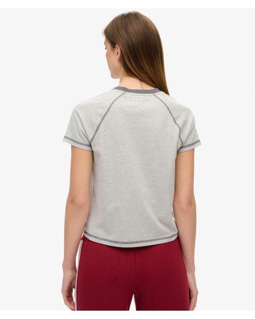 Superdry White & Co Ladies Slim Fit Graphic Print Athletic Essentials Raglan T-shirt