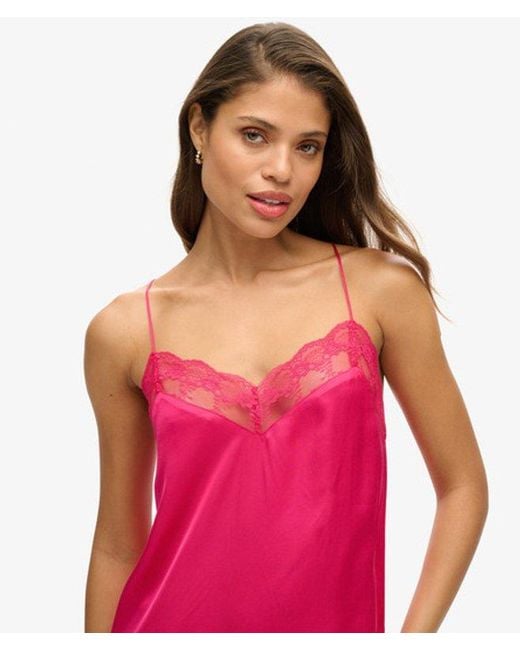 Superdry Pink & Co Satin Cami Mini Dress