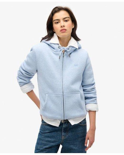 Femme Sweat À Capuche Zippé En Peau Lainée Essential Taille Superdry en coloris Blue