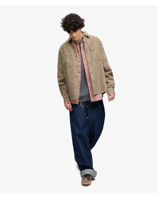 Superdry Brown Bench X & Co Bench Boxy Cotton Overshirt for men