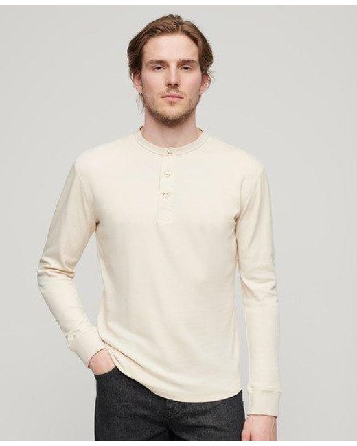 Superdry Natural Lightweight Ribbed Trims Merchant Store Jersey Grandad Top for men