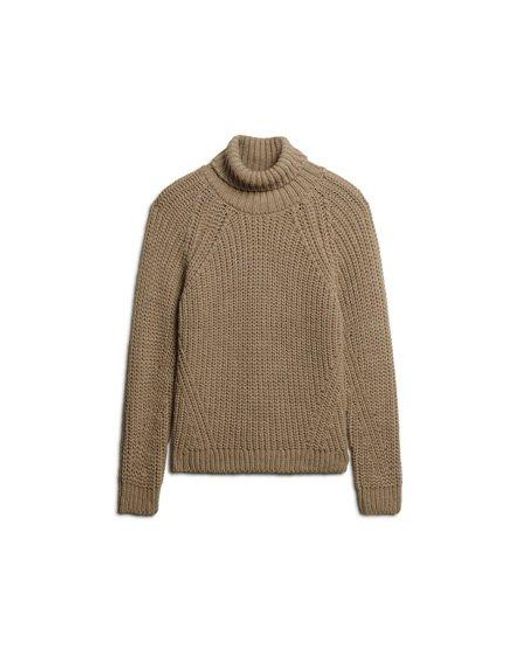 Superdry Natural Slouchy Stitch Roll Neck Knit