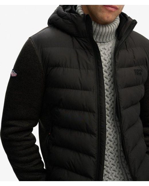 Superdry Black & Co Hooded Storm Knit Hybrid Jacket for men