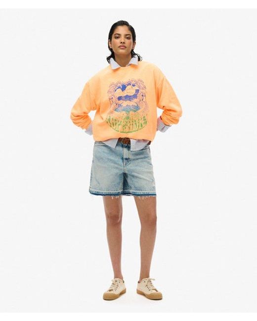 Superdry Orange & Co Psych Surf Loose Crew Sweatshirt