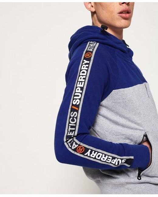 Superdry Blue Stadium Colour Block Half Zip Hoodie Stadium Cobalt for men