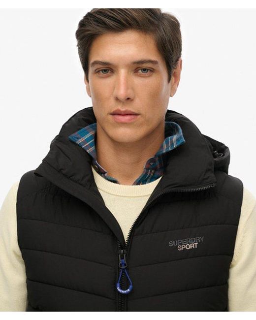 Superdry Black & Co Hooded Fuji Padded Gilet for men