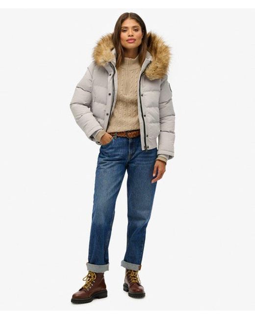 Superdry Gray Everest Hooded Bomber Jacket
