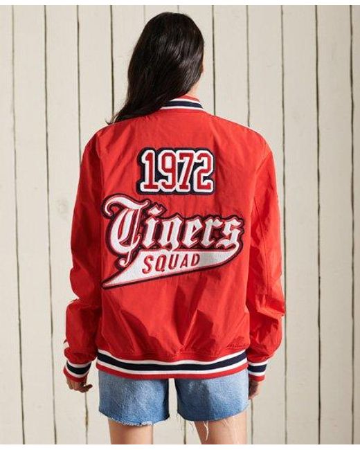 Superdry Red Oversized Collegiate Bomber Jacket Collegiate