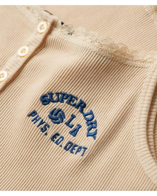 Superdry Athletic Essentials Button Down Cami Top in het Blue