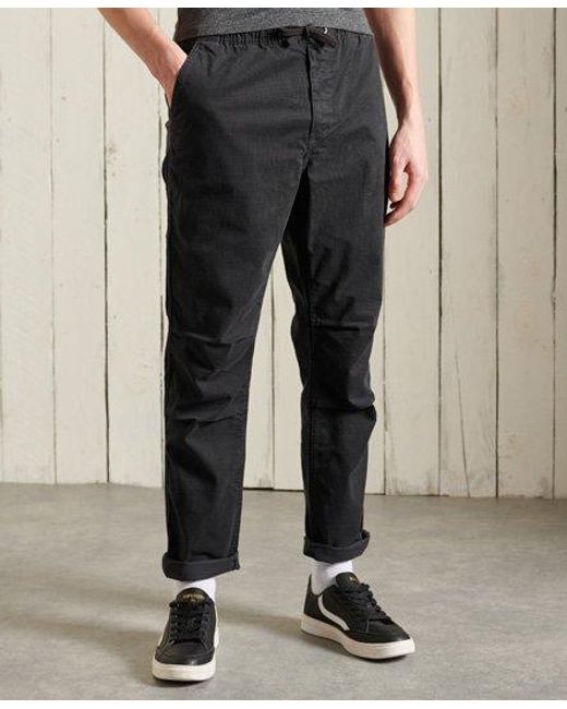 Superdry Brown Core Texture Utility Pants Washed Dogtooth for men