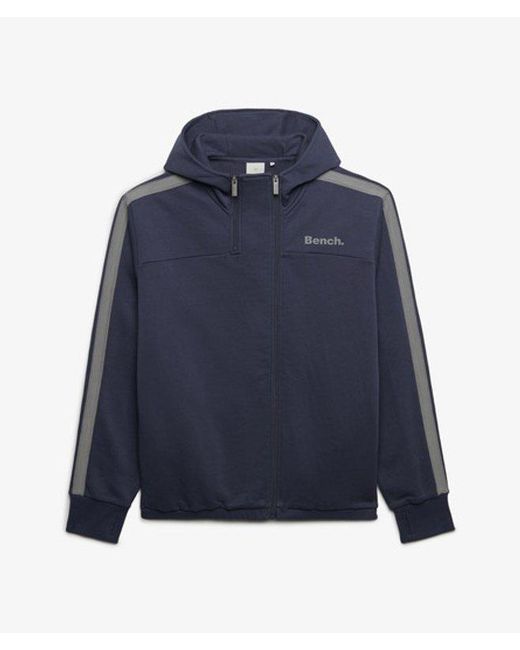 Superdry Blue Bench X & Co Bench Double Zip Hooded Stripe Sweatshirt for men