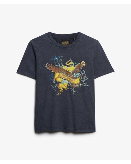 Superdry Blue Biker Rock Graphic Relaxed T-Shirt