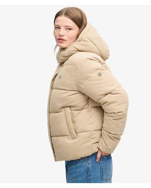 Superdry Natural & Co Premium Hooded Cord Puffer Jacket