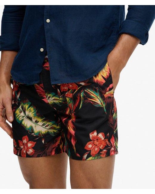 Superdry Black & Co Hawaiian Print 16-inch Swim Shorts for men