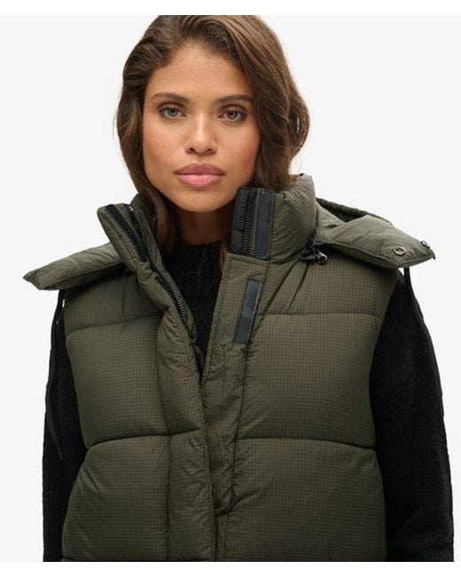 Superdry Black & Co Hooded Ripstop Long Gilet