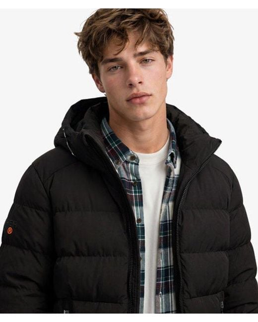 Superdry Black & Co Hooded Sports Puffer Jacket for men