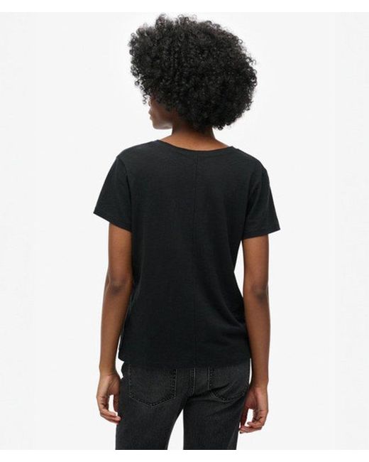 Superdry Black & Co Classic Slub Embroidered V-neck T-shirt
