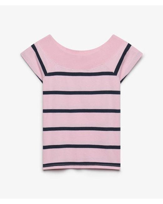 Superdry Red & Co Athletic Off Shoulder Pattern Top