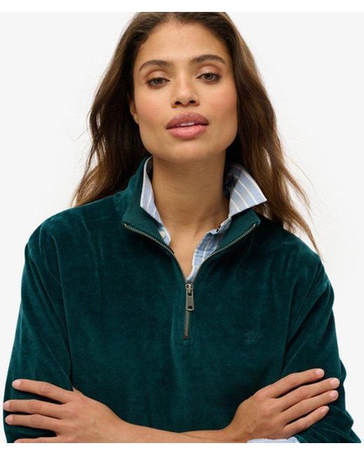 Superdry Green & Co Velour Half Zip Sweatshirt