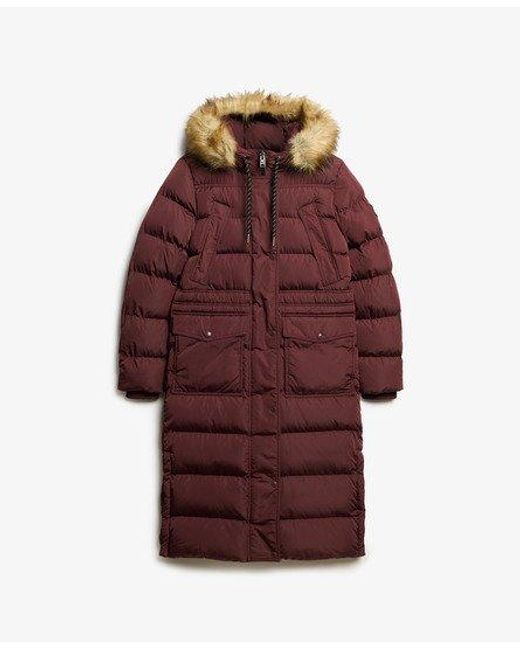 Superdry Red Everest Faux Fur Longline Coat