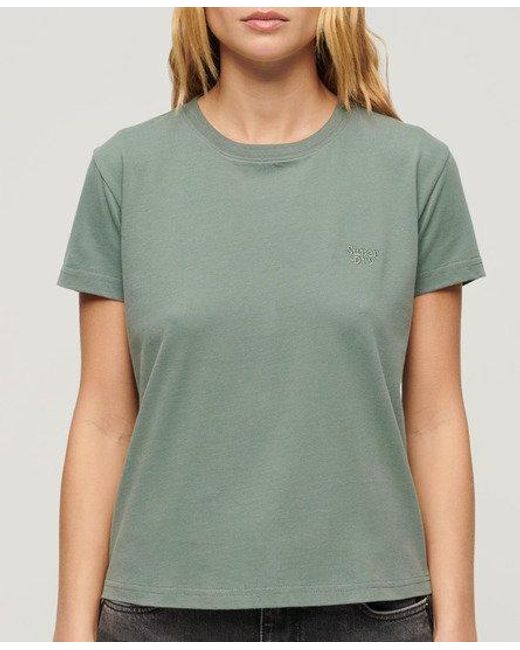 Superdry Green Ladies Slim Fit Embroidered Logo Essential 90s T-shirt