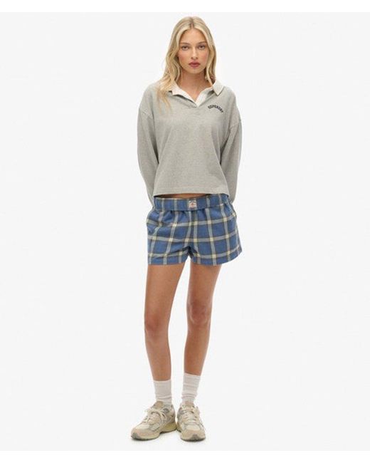 Superdry Blue & Co Cotton Check Elastic Shorts