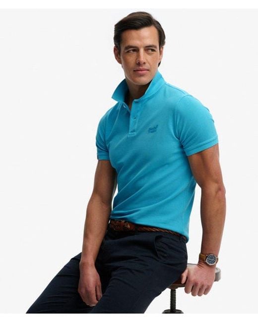 Superdry Blue Vintage Destroy Polo Shirt - Size: L for men